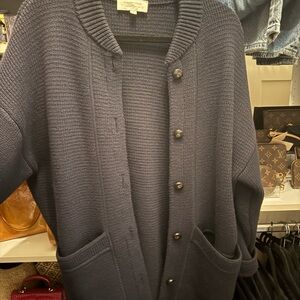 Sezane Navy Noely Cardigan